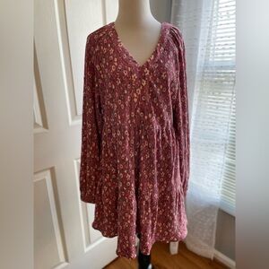 Boutique Mauve Floral V-Neck Dress